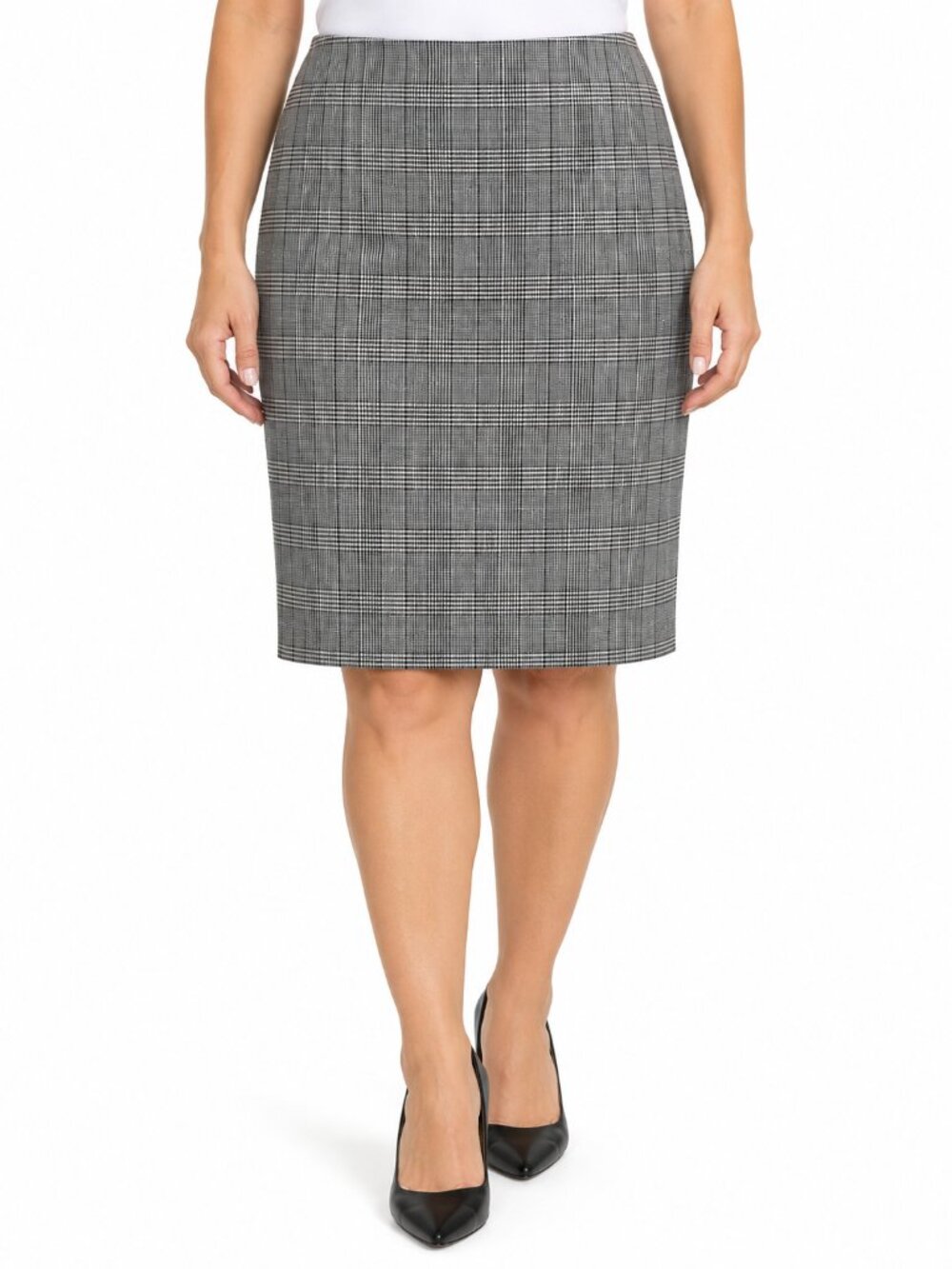 H&M Gray Glen Plaid Pencil Skirt Knee Length Size 10